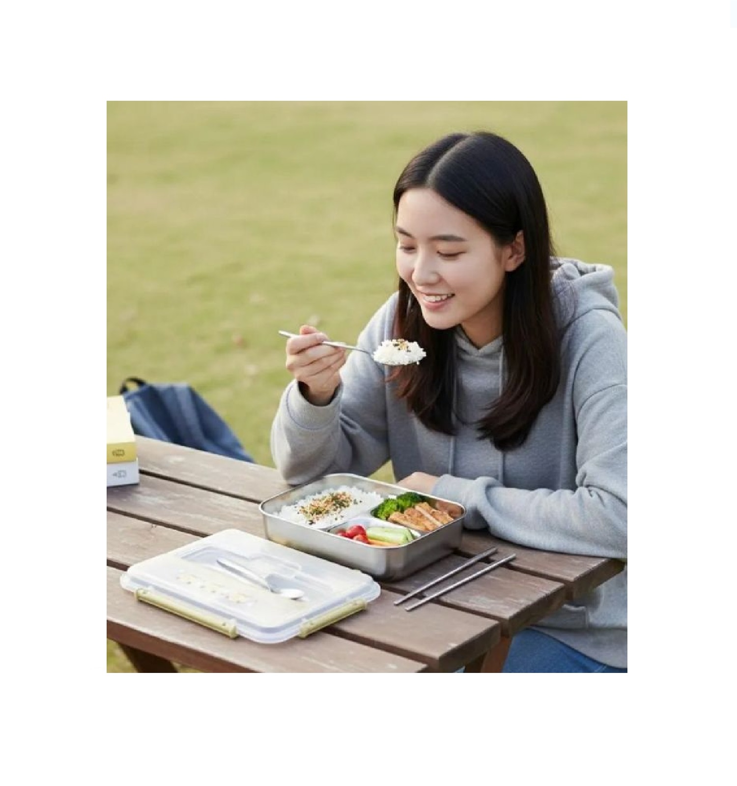 TÁPER CON 3 COMPARTIMIENTOS PARA ALMACENAR COMIDA DISEÑO KAWAII - 5