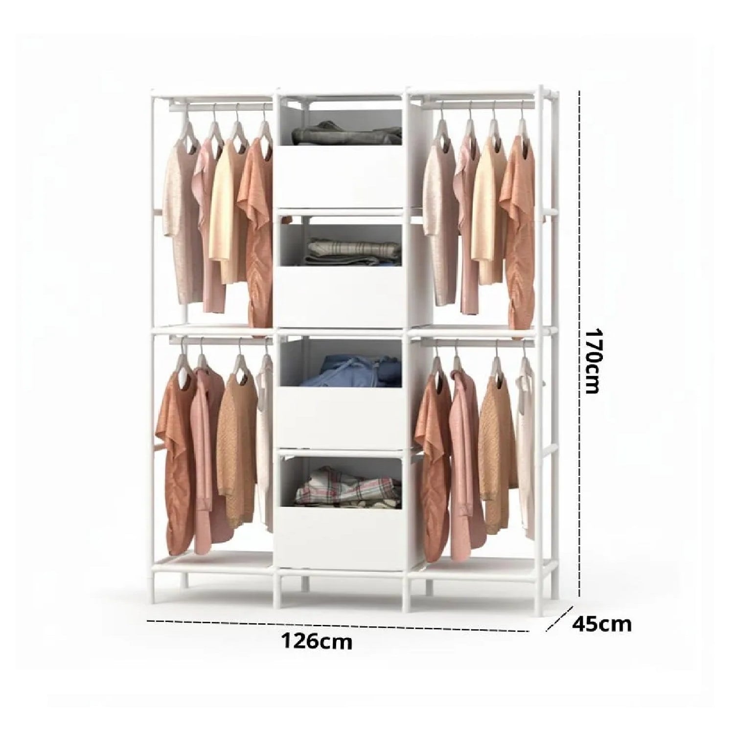 ROPERO COLGADOR MULTIFUNCIONAL ORGANIZADOR DE ROPA 3 CUERPOS BLANCO - 3