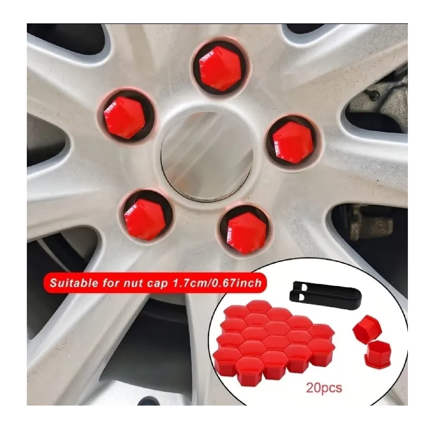 JUEGO DE 20 TAPAS PROTECTORAS DE 17 MM PARA TUERCAS DE RUEDA DE COCHE TM - 1