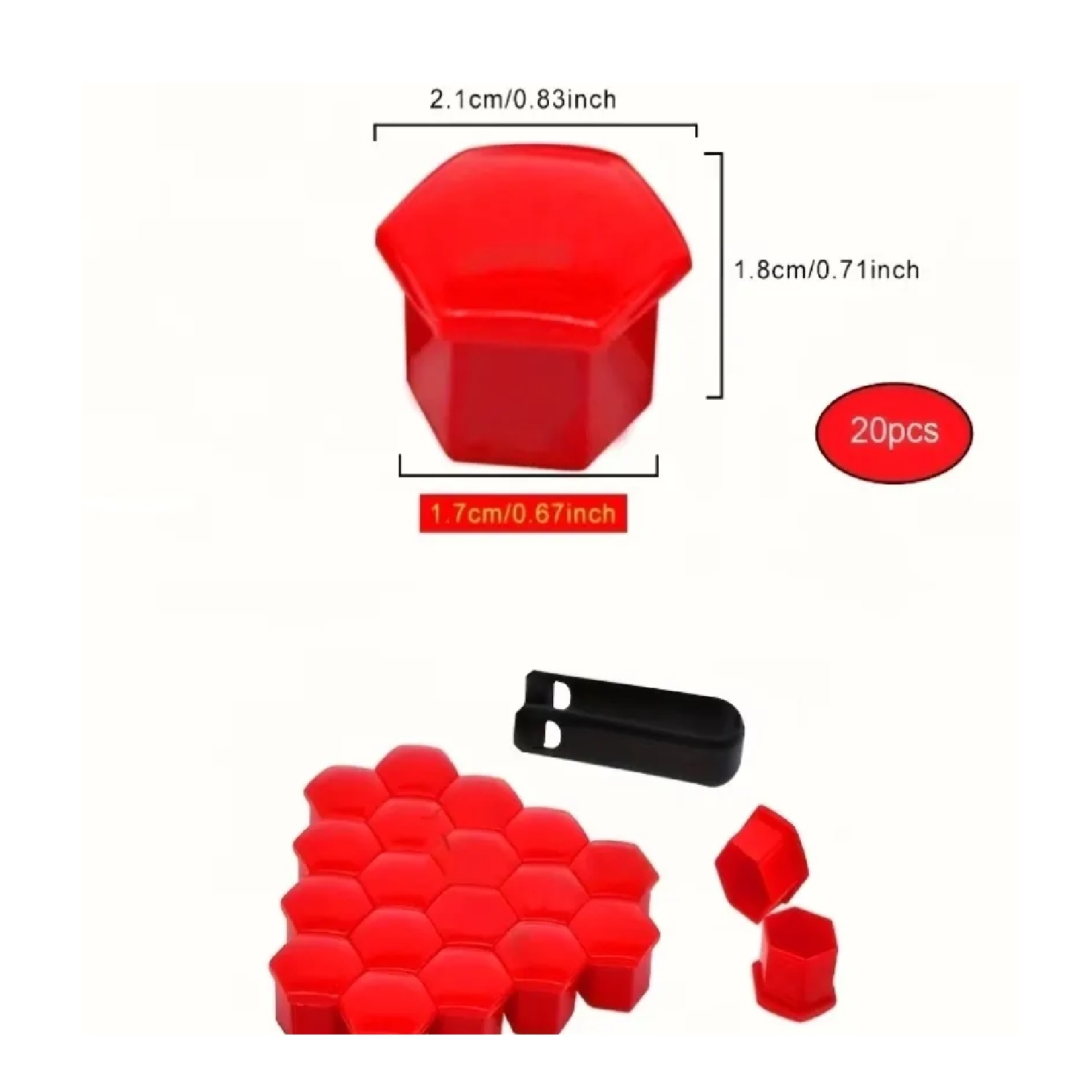 JUEGO DE 20 TAPAS PROTECTORAS DE 17 MM PARA TUERCAS DE RUEDA DE COCHE TM - 4