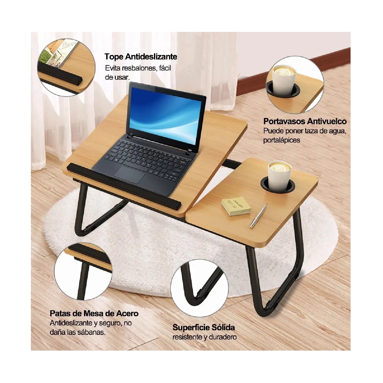 MESA CON SOPORTE PARA LAPTOP MULTIFUNCIONAL PARA MUJER - 2