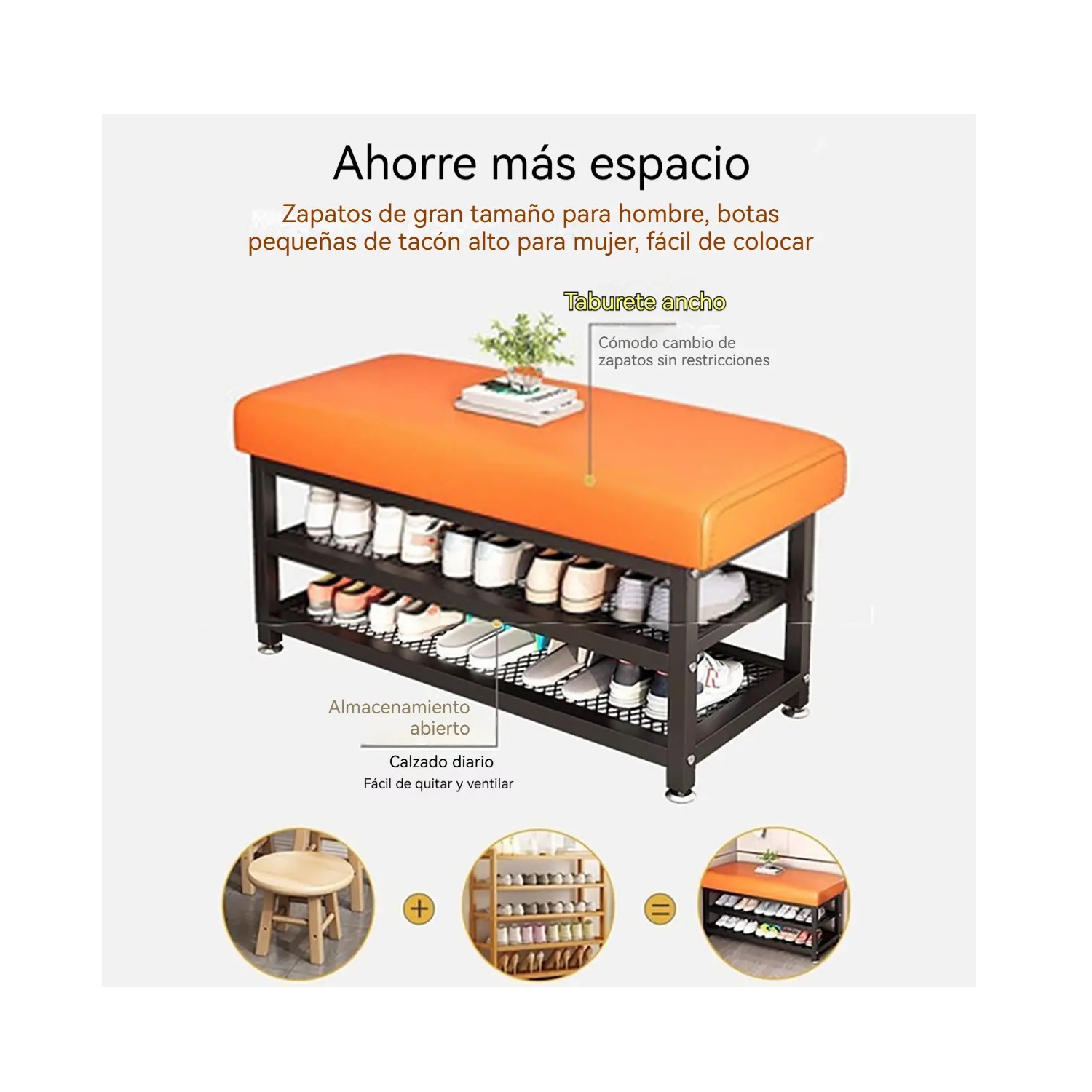 ZAPATERA BANCO 2 NIVELES CON ASIENTO ACOLCHADO - 3
