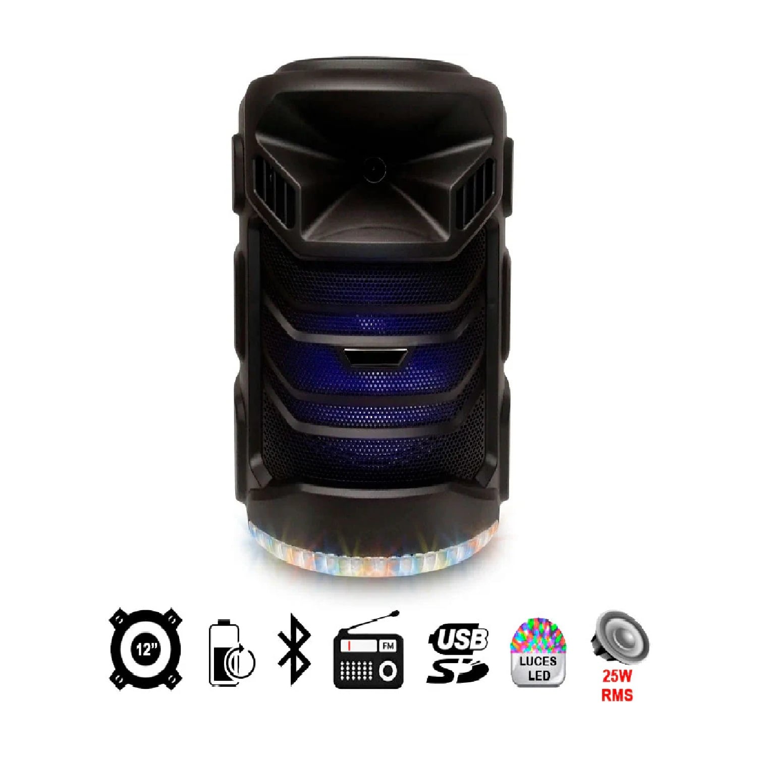 PARLANTE TROLLEY PORTÁTIL KTS-2230 DE 12 PULGADAS CON BLUETOOTH LUCES RGB Y MICRÓFONO INALÁMBRICO - 1