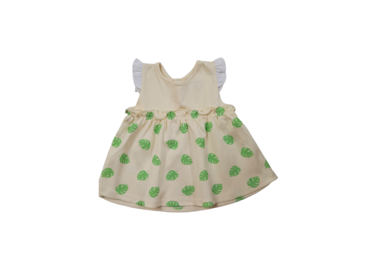 VESTIDO NIÑA WAWA PIMA AMARILLO TROPICAL BEBÉ ALGODÓN - 1