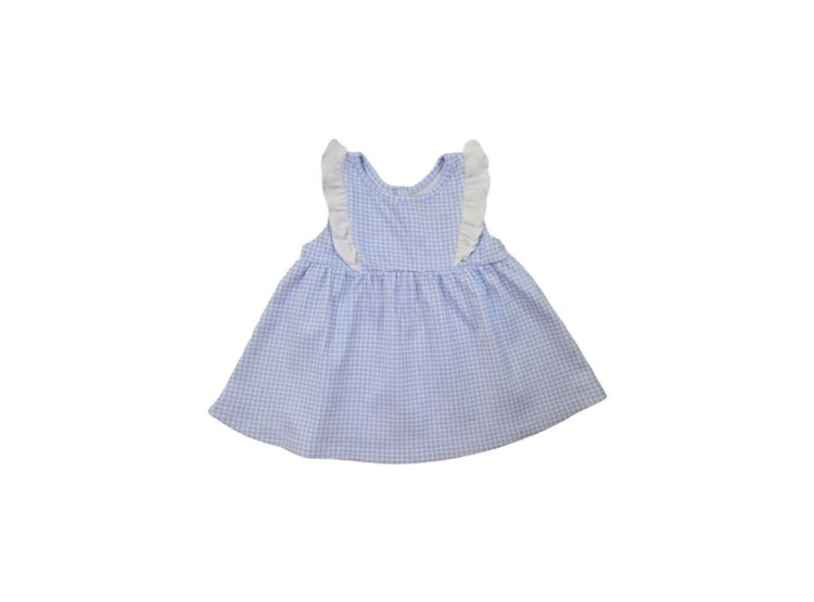 VESTIDO WAWA PIMA CUADRICELESTE BEBÉ ALGODÓN - 1