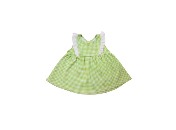 VESTIDO UNISEX WAWA PIMA VERDE CUADRIVERDE CUADRI BEBÉ ALGODÓN - 1