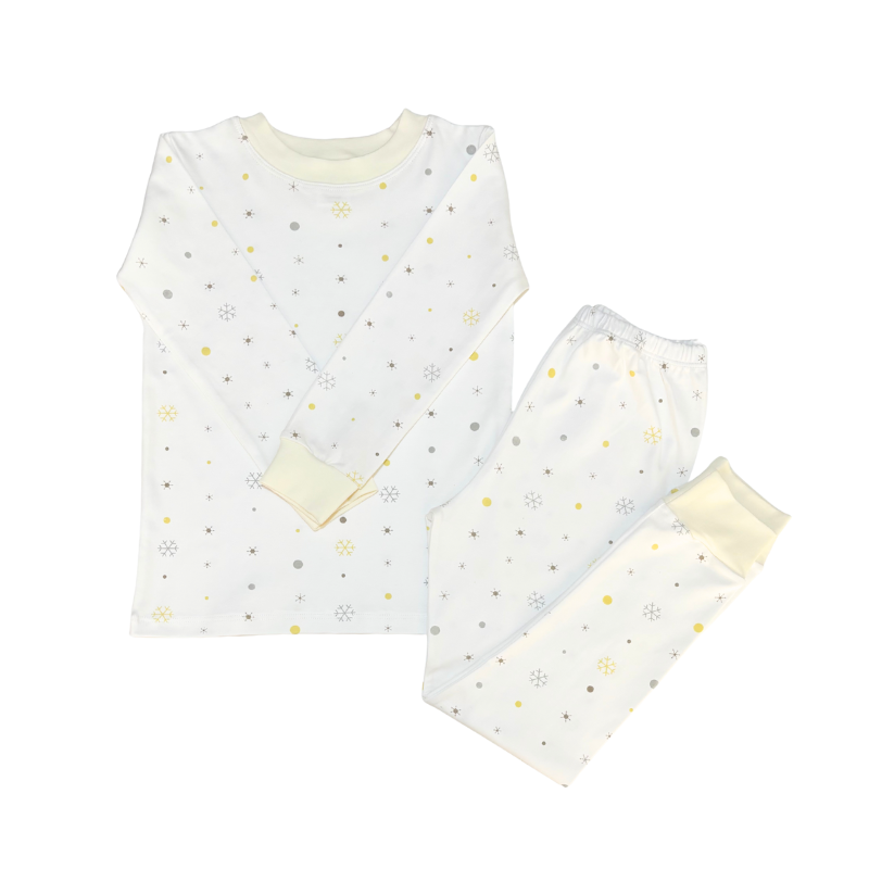 PIJAMA 02 PZAS SNOWFLAKES DE ALGODON PIMA PARA NIÑO/NIÑA - 1