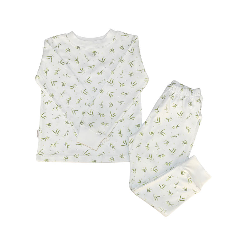 PIJAMA 02 PZAS HOJITAS DE ALGODON PIMA PARA NIÑO/NIÑA - 1