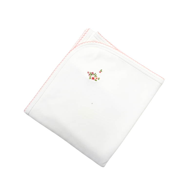 MANTA BEBE NIÑA CON BORDADO SWEET FLOWERS WHITE - 1