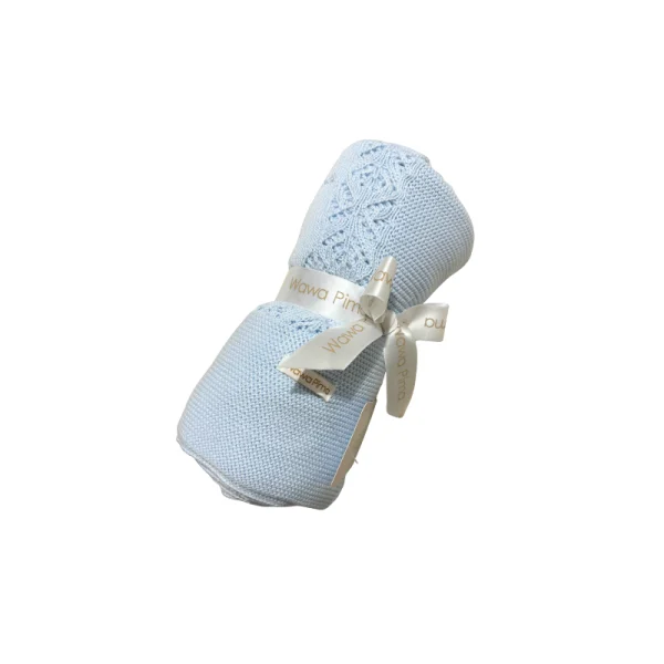 MANTA TEJIDA PARA BEBE 100% ALGODON PIMA CALI CELESTE - 2