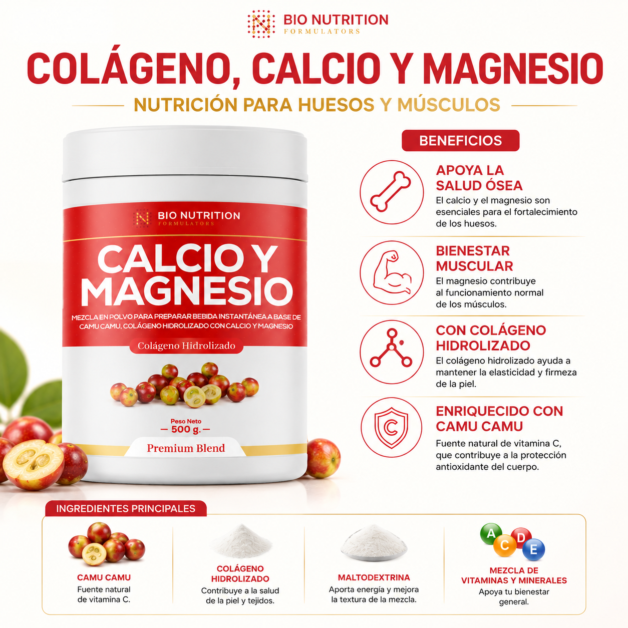 COLÁGENO CON CALCIO MAGNESIO CAMU CAMU EN POLVO - 4