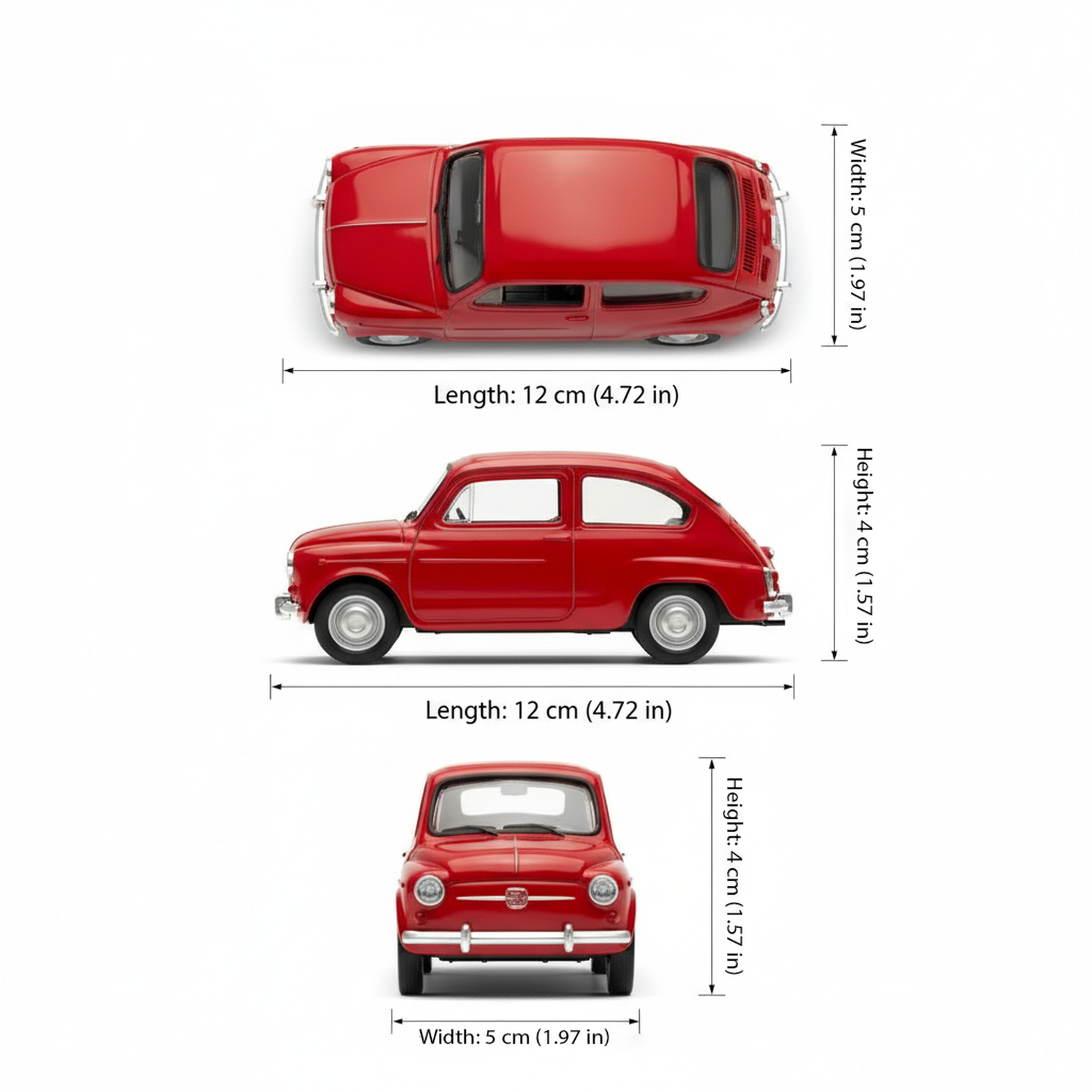 AUTO DE METAL FIAT 600 A ESCALA 1:34-1:39 WELLY - 2