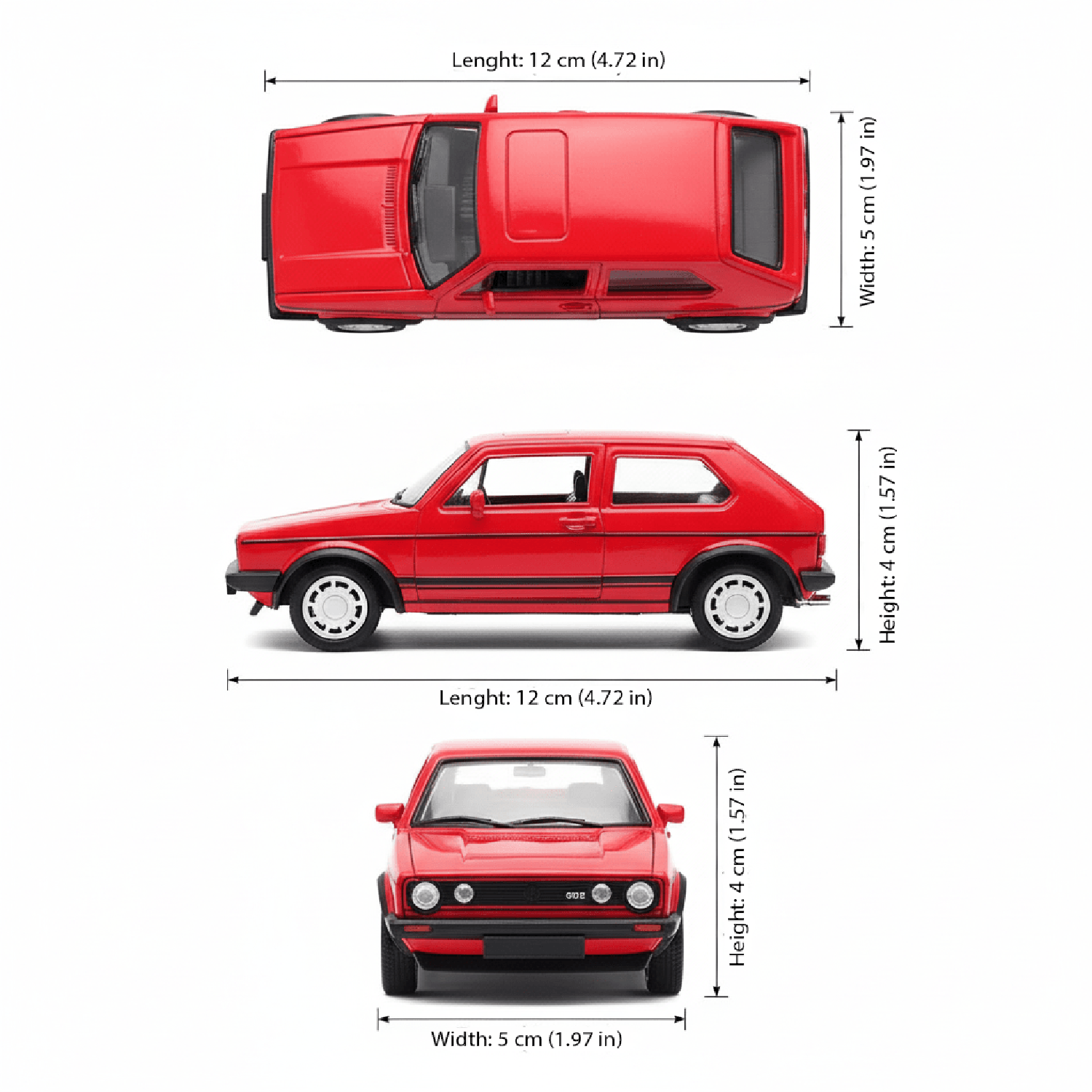 AUTO DE METAL VOLKSWAGEN GOLF GTI A ESCALA 1:34-1:39 WELLY - 2