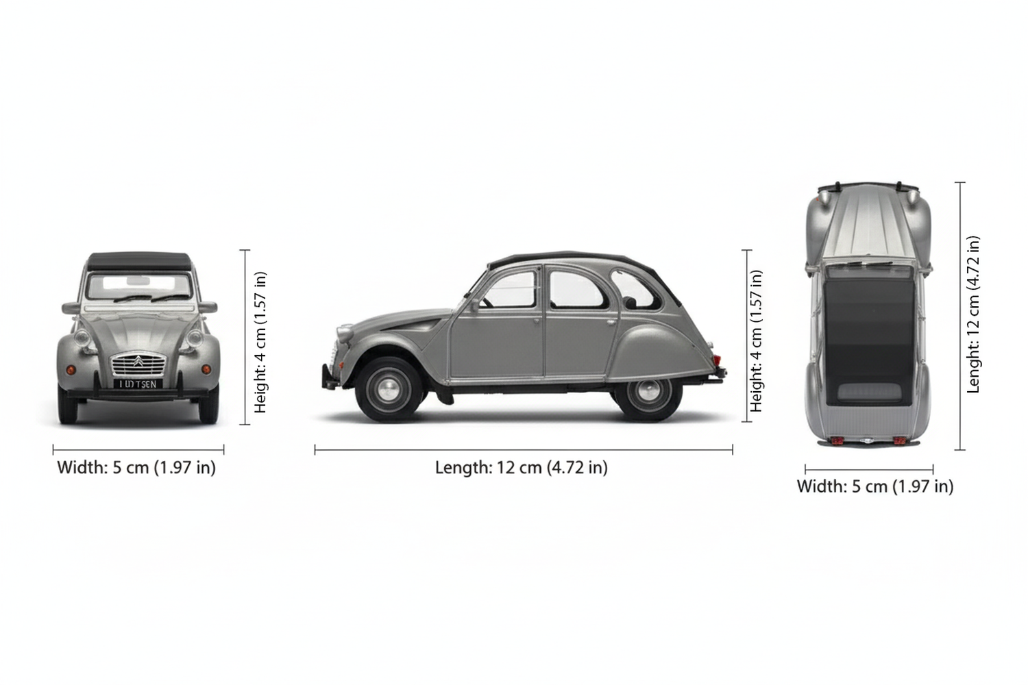 AUTO DE METAL CITROËN 2CV SOFT TOP A ESCALA 1:34-1:39 WELLY - 2