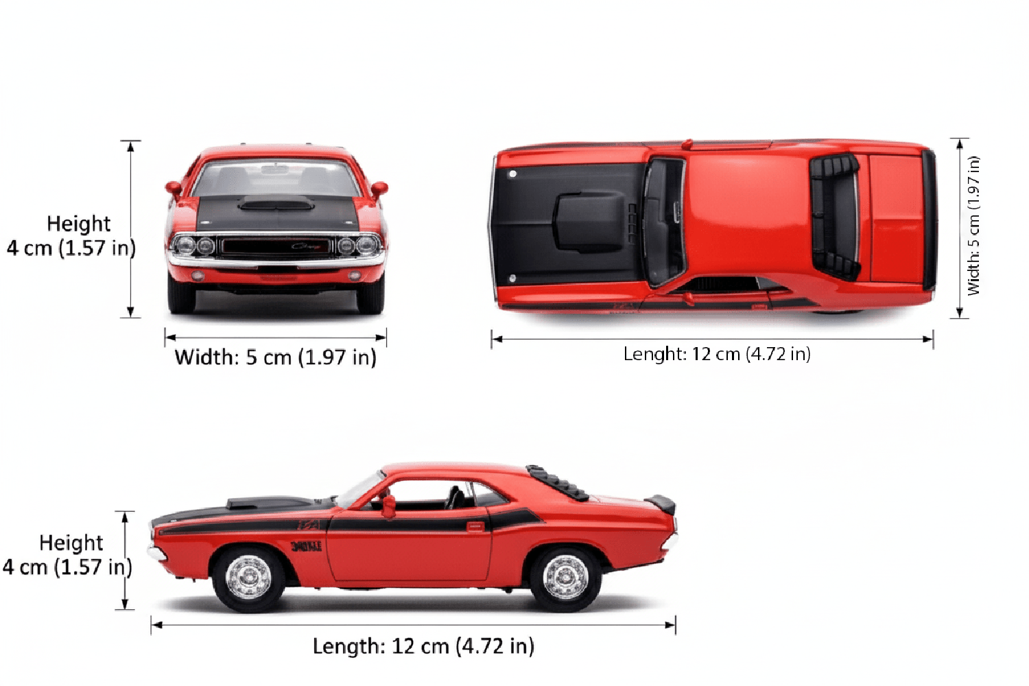 AUTO DE METAL DODGE CHALLENGER 1970 A ESCALA 1:34-1:39 WELLY - 2