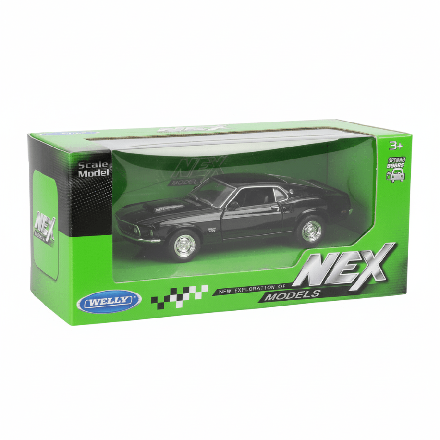 AUTO DE METAL FORD MUSTANG BOSS 429 1969 A ESCALA 1:34-1:39 WELLY - 2