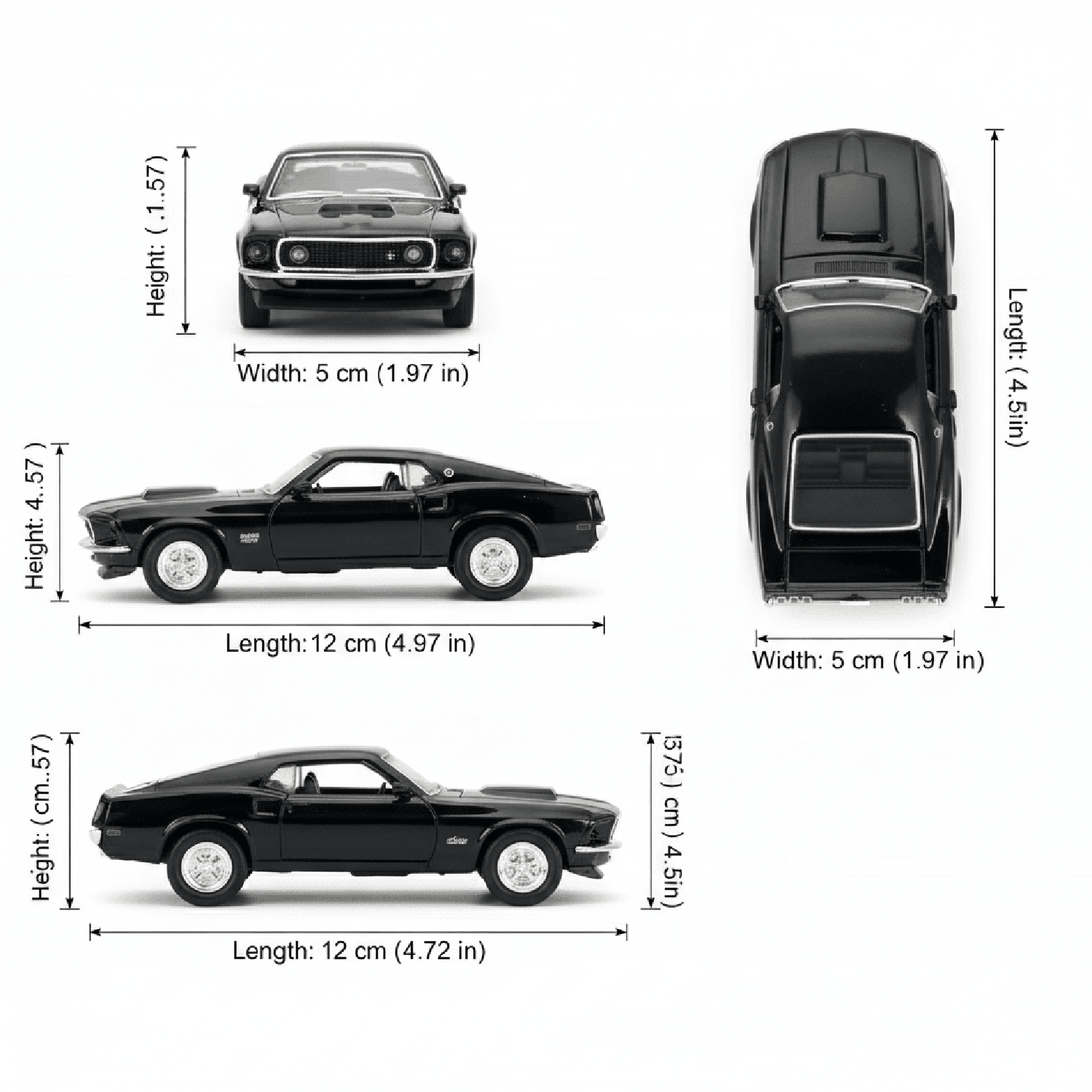 AUTO DE METAL FORD MUSTANG BOSS 429 1969 A ESCALA 1:34-1:39 WELLY - 3