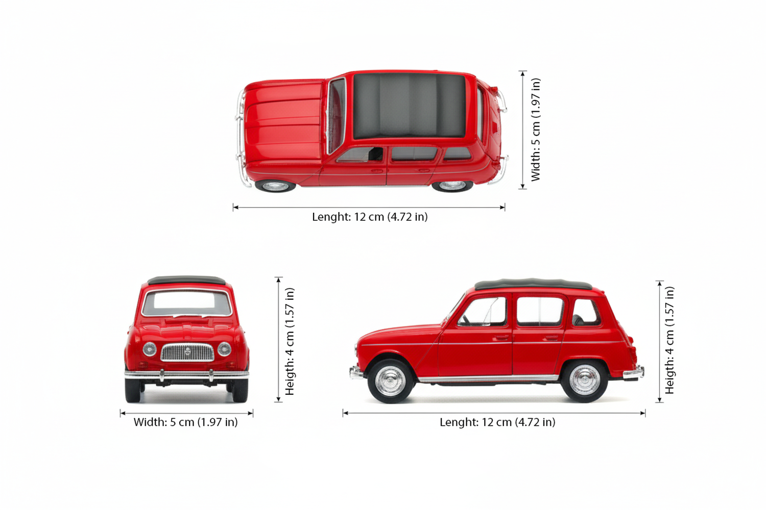 AUTO DE METAL RENAULT 4 A ESCALA 1:34-1:39 WELLY - 2
