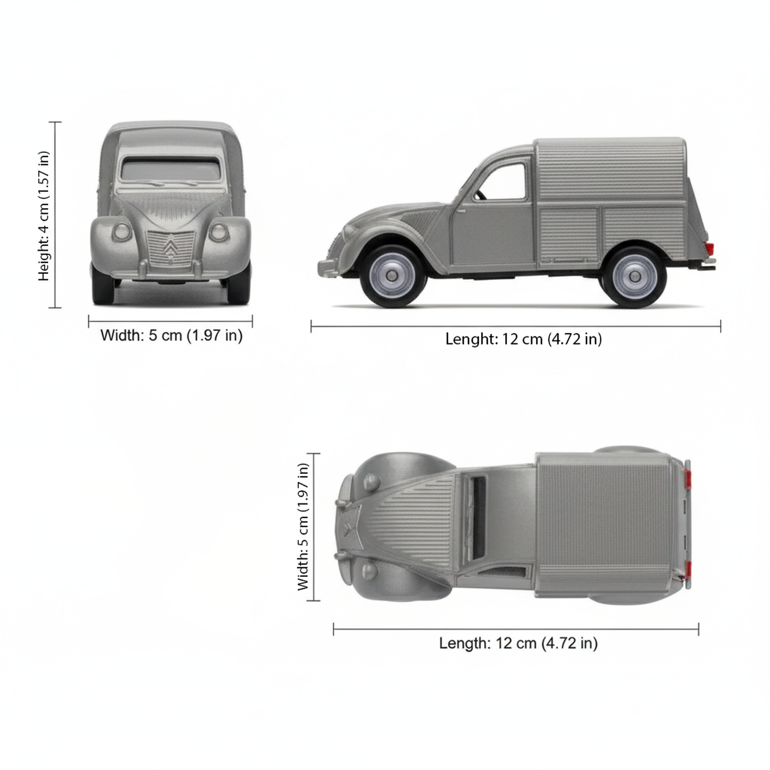 AUTO DE METAL CITROËN 2CV FOURGONNETTE A ESCALA 1:34-1:39 WELLY - 6