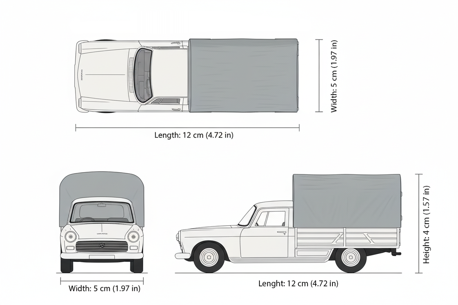 CAMIONETA DE METAL PEUGEOT 404 PICK-UP 1968 A ESCALA 1:34-1:39 WELLY - 4