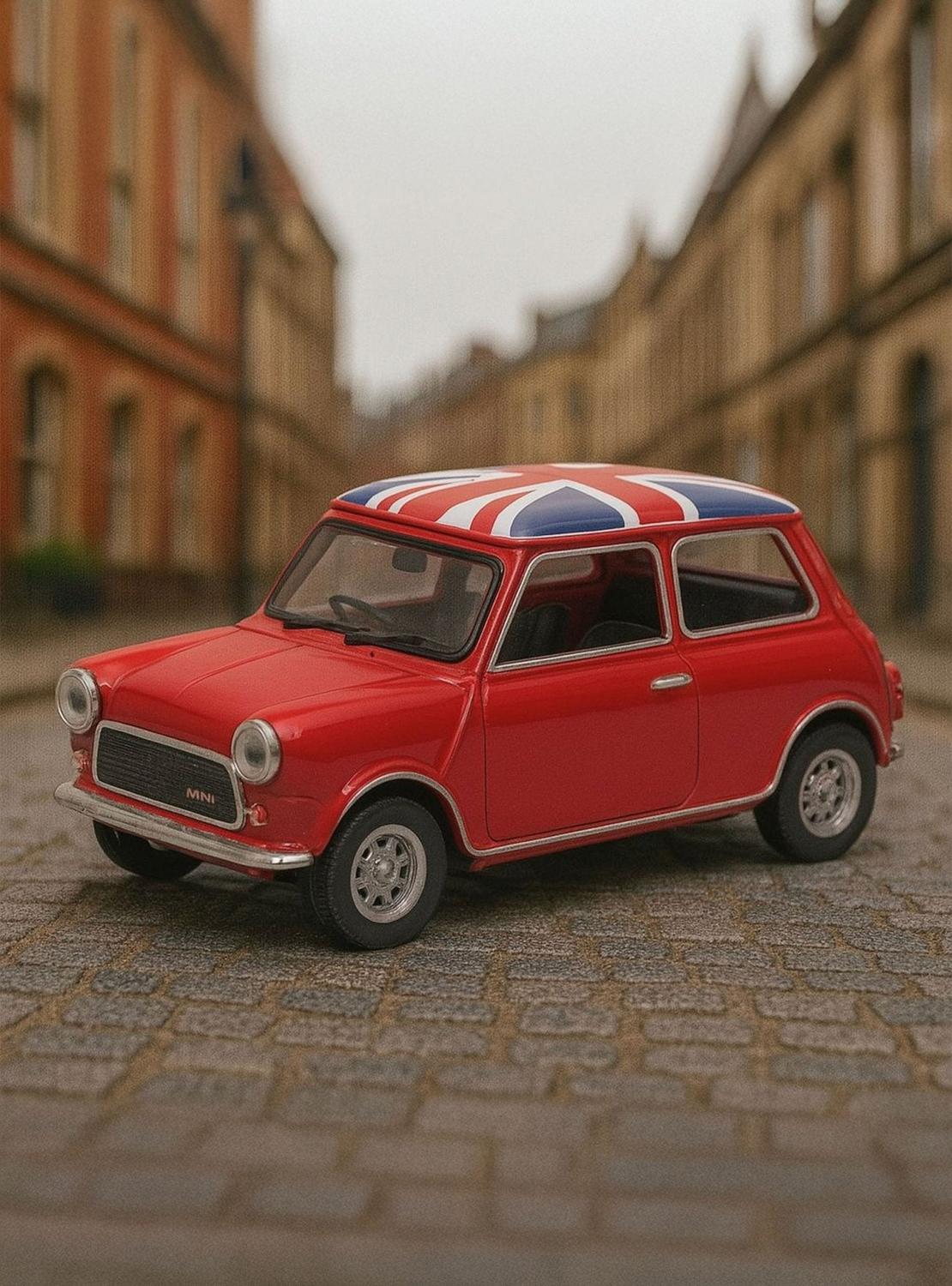 AUTO DE METAL MINI COOPER 1300 UK FLAG A ESCALA 1:43 WELLY - 2