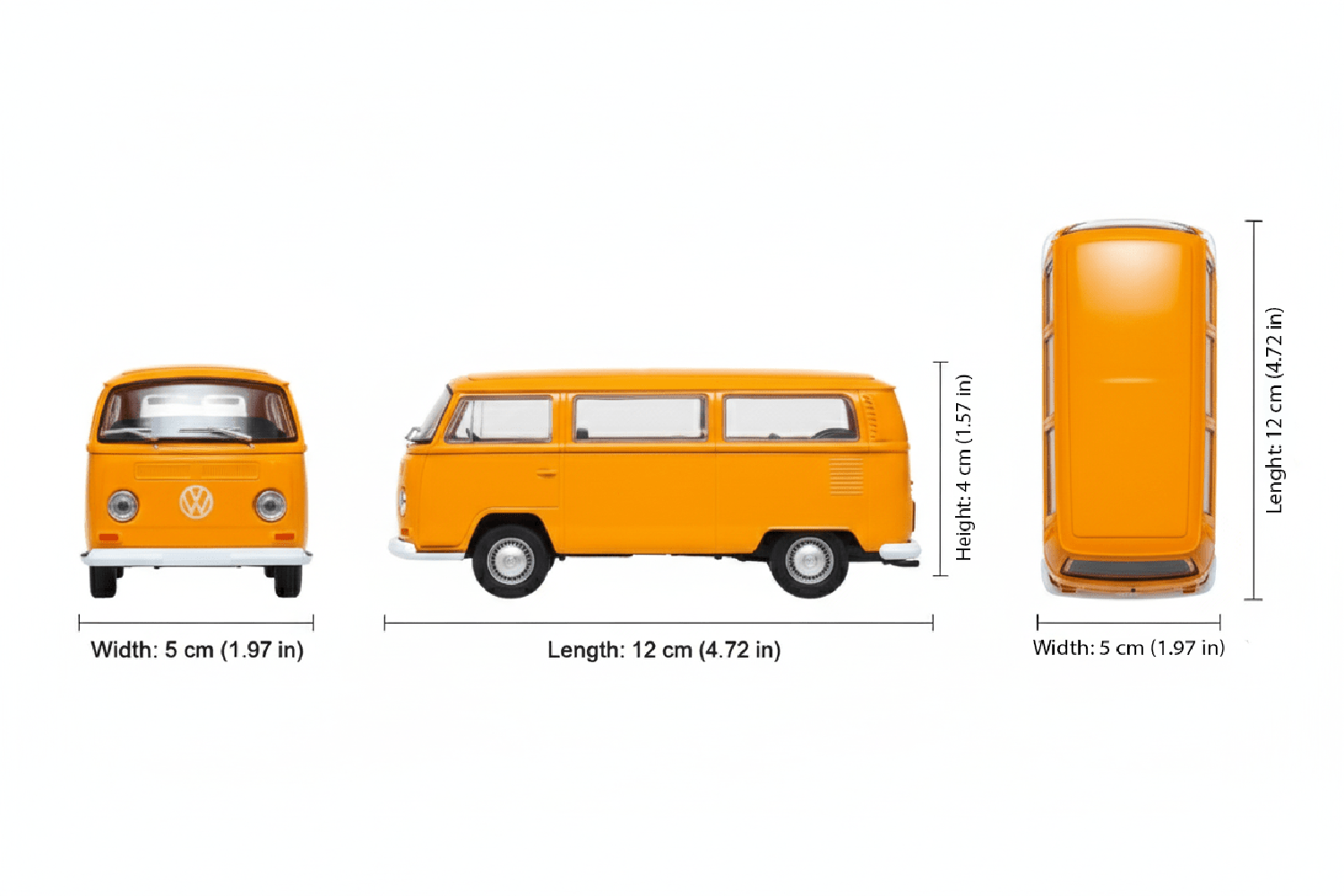 AUTO DE METAL VOLKSWAGEN BUS T2 1972 A ESCALA 1:34-1:39 WELLY - 4