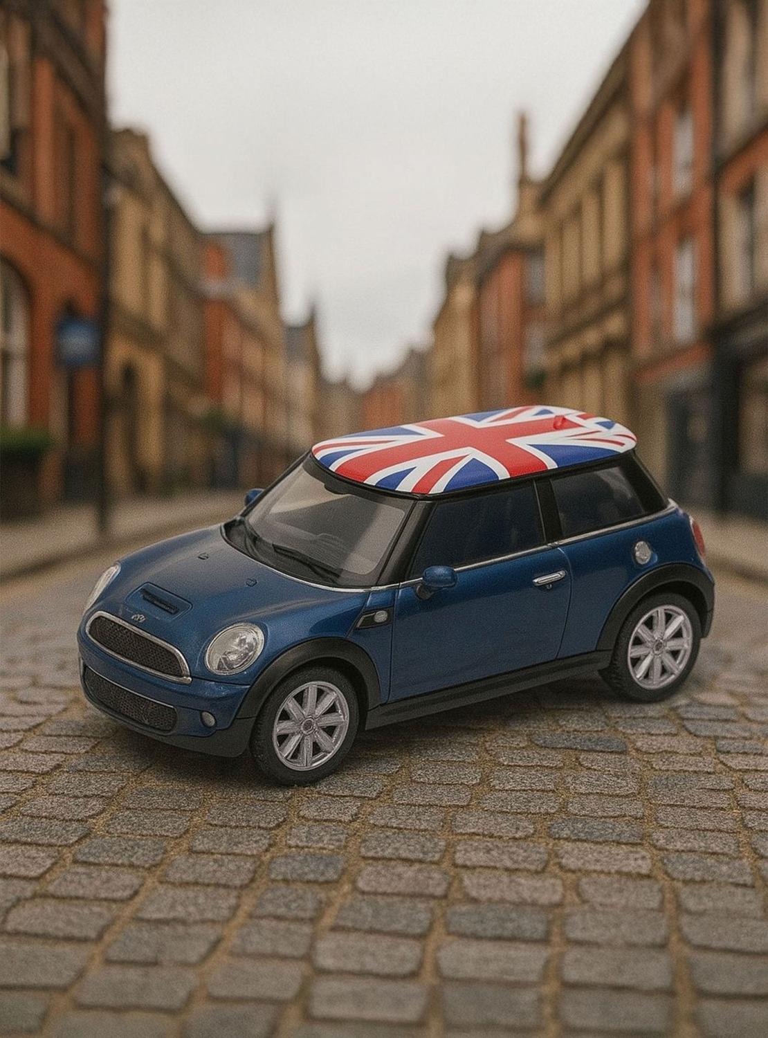 AUTO DE METAL MINI COOPER BRITISH FLAG A ESCALA 1:43 WELLY - 2