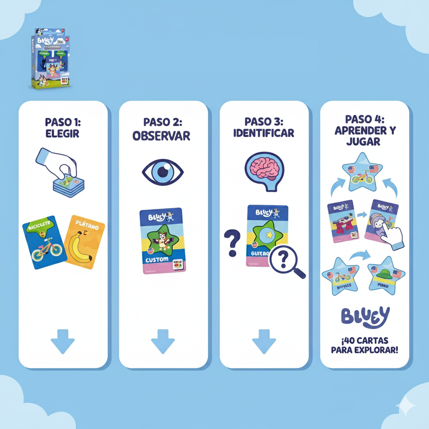 JUEGO EDUCATIVO FLASH CARDS MIS PRIMERAS PALABRAS - BLUEY - PERÚ - 8