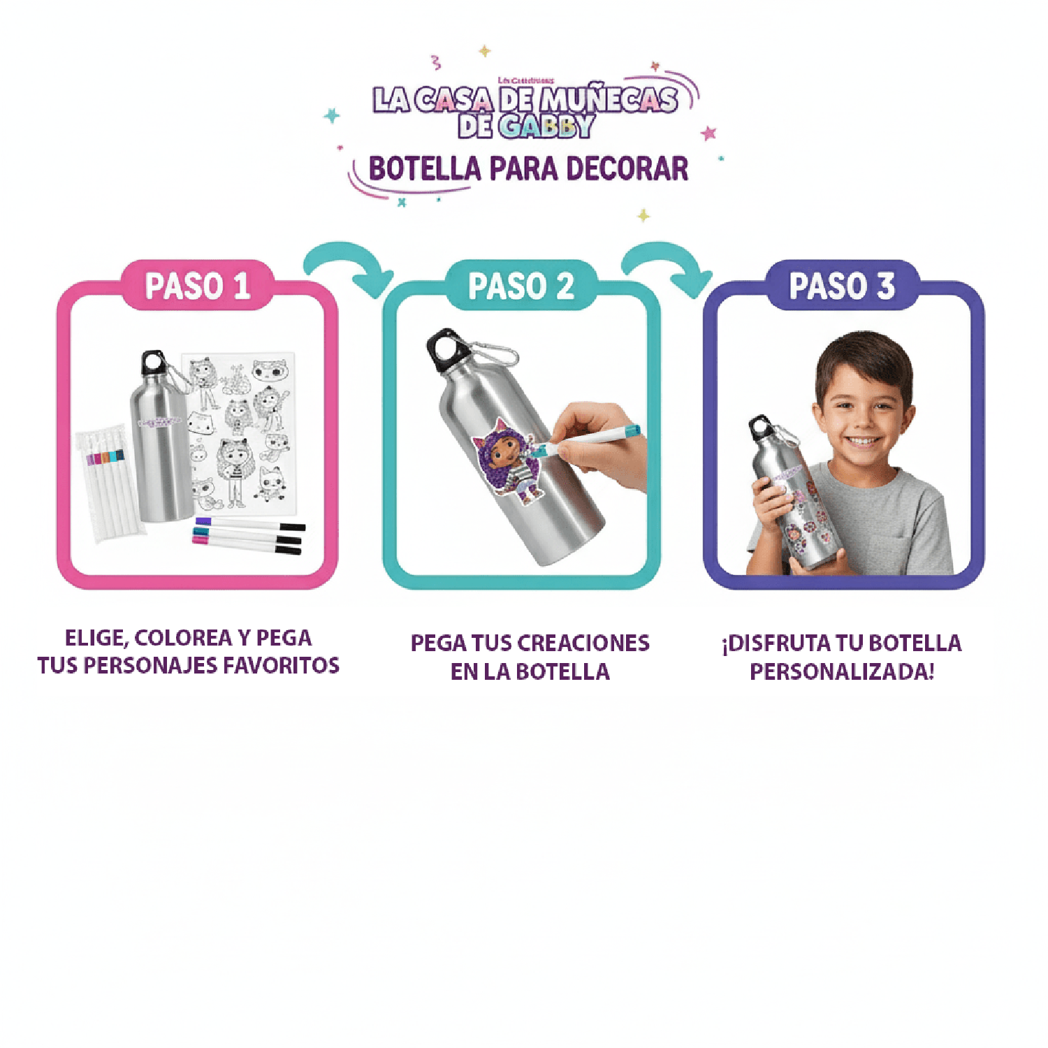 JUEGO EDUCATIVO - BOTELLA PARA DECORAR - GABBY'S DOLLHOUSE - PERÚ - 6