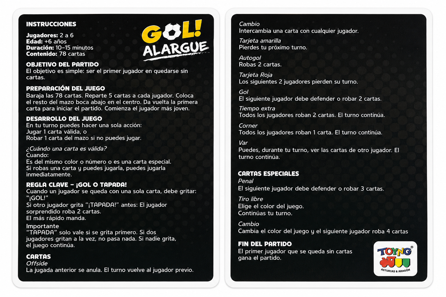 JUEGO DE CARTAS GOL! ALARGUE - TOYNG FUTBOL - 4