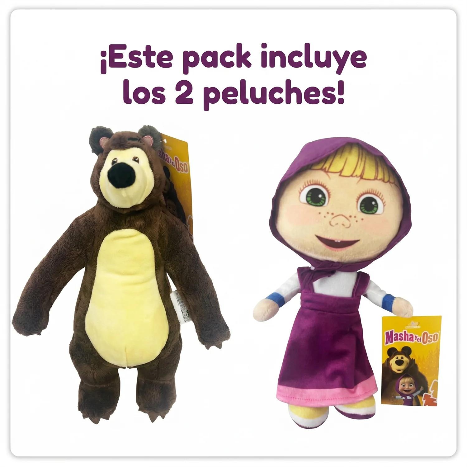 PACK X2 PELUCHES MASHA Y EL OSO COLECCIÓN COMPLETA - 6