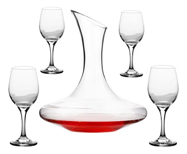 SET DECANTADOR DE VINO + 6 COPAS VIDRIO 7 PIEZAS - 1