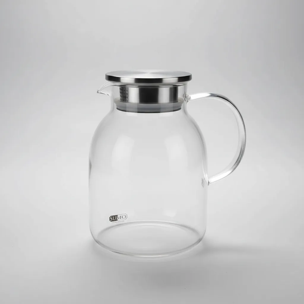 JARRA DE VIDRIO BOROSILICATO 1900ML CON TAPA DE ACERO - 1
