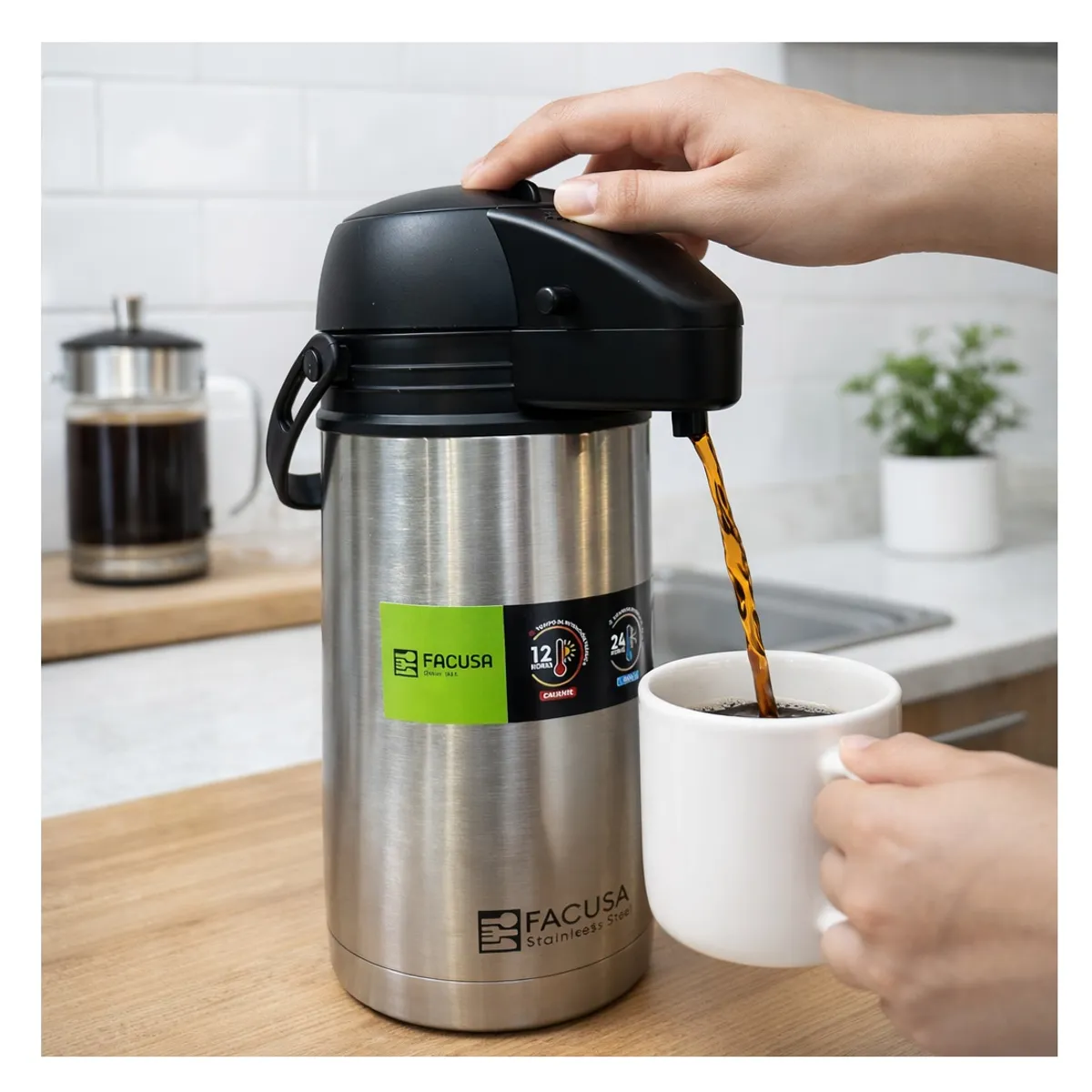 TERMO FACUSA INVICTUS 1.9L ACERO INOXIDABLE IRROMPIBLE CONSERVA CALOR 12H FRÍO 24H - 7