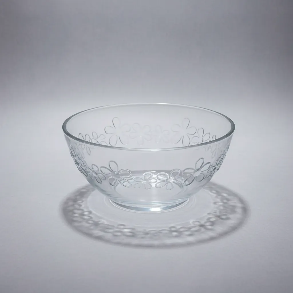 BOWL DE VIDRIO FLOREADO ALTO RELIEVE 380ML X6 UNIDADES TRANSPARENTES - 2