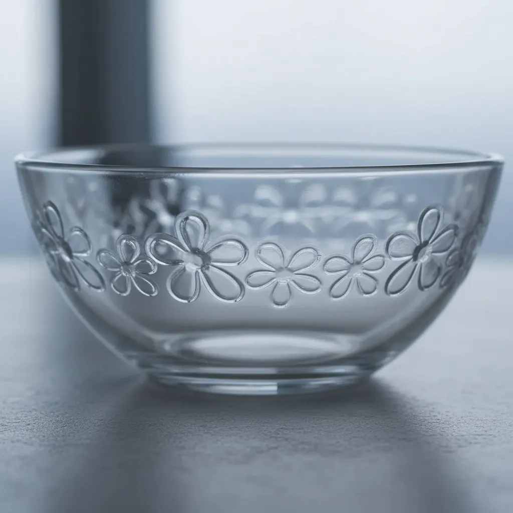 BOWL DE VIDRIO FLOREADO ALTO RELIEVE 380ML X6 UNIDADES TRANSPARENTES - 3