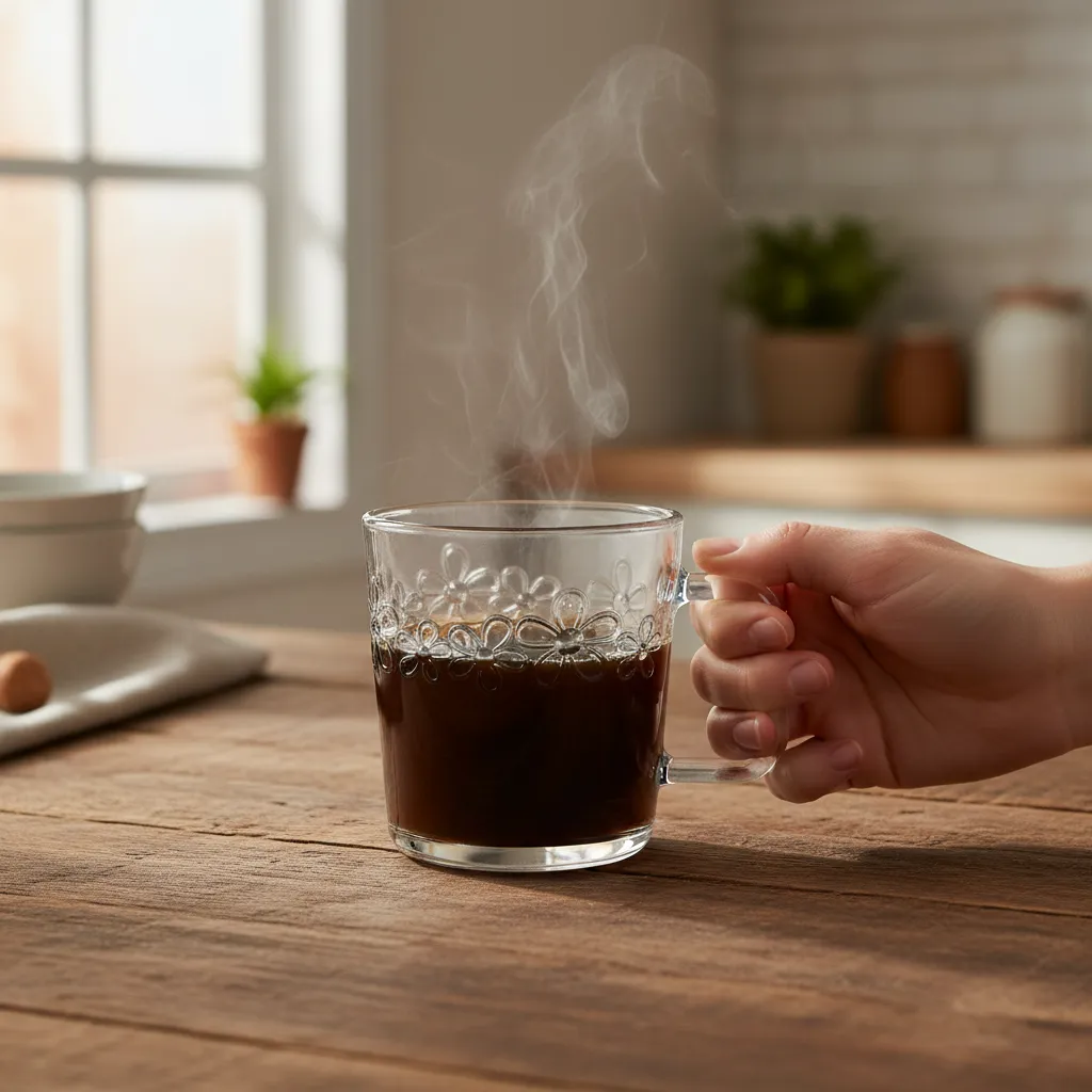 TAZA DE VIDRIO FLOREADA ALTO RELIEVE 270ML X6 UNIDADES TRANSPARENTES - 2