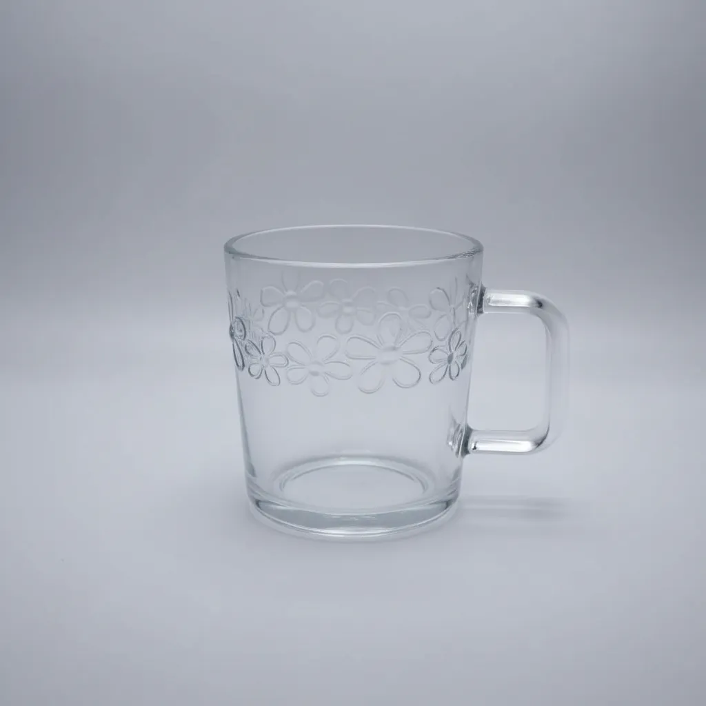 TAZA DE VIDRIO FLOREADA ALTO RELIEVE 270ML X6 UNIDADES TRANSPARENTES - 4