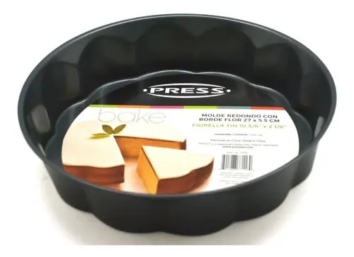 MOLDE PARA TORTA REDONDO CON BORDE FLOR DE 27 CM, ANTIADHERENTE PRESS - 2