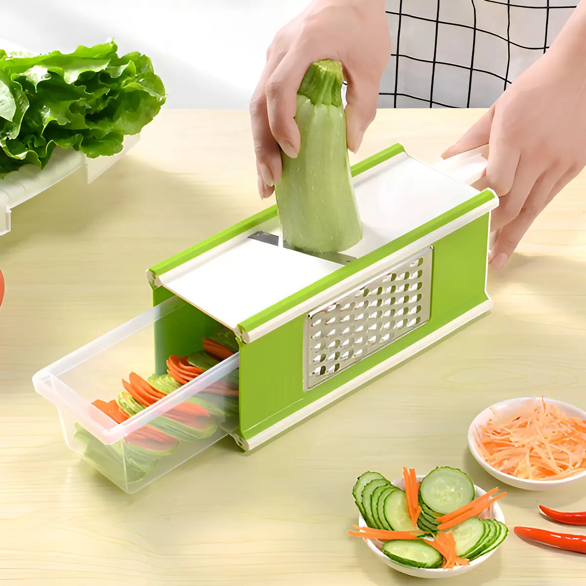 PICADOR RALLADOR CORTADOR MULTIUSO FRUTAS VERDURAS VEGETALES - 4