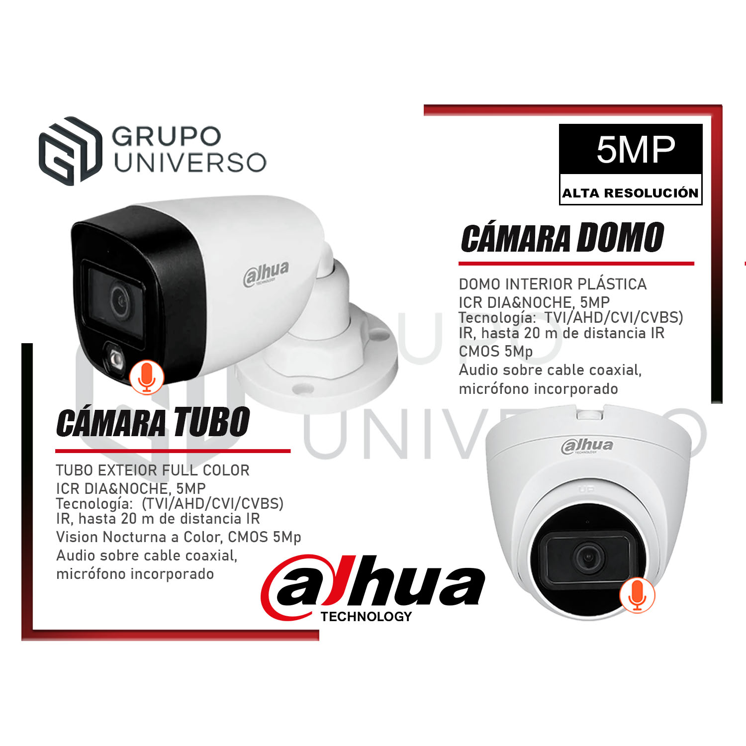 KIT 8 CÁMARA SEGURIDAD DAHUA 13021308032 5MP + DISCO VISION NOCHE FULL COLOR 2 TB - 4