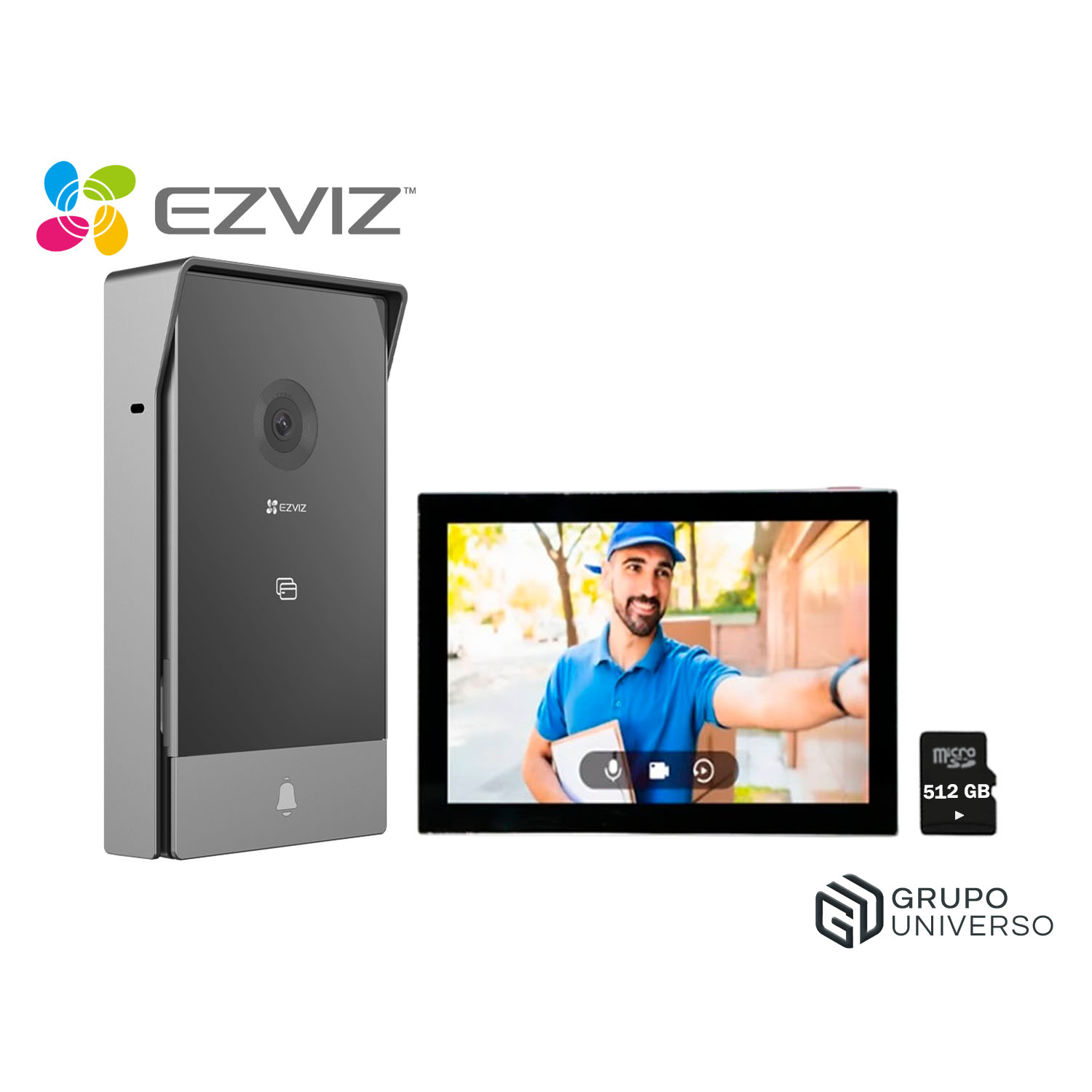 VIDEOPORTERO WIFI EZVIZ HP7 2K 3MP AUDIO 2VÍAS DETECCIÓN MOVIMIENTO 3 APERTURAS PANTALLA 512GB - 1