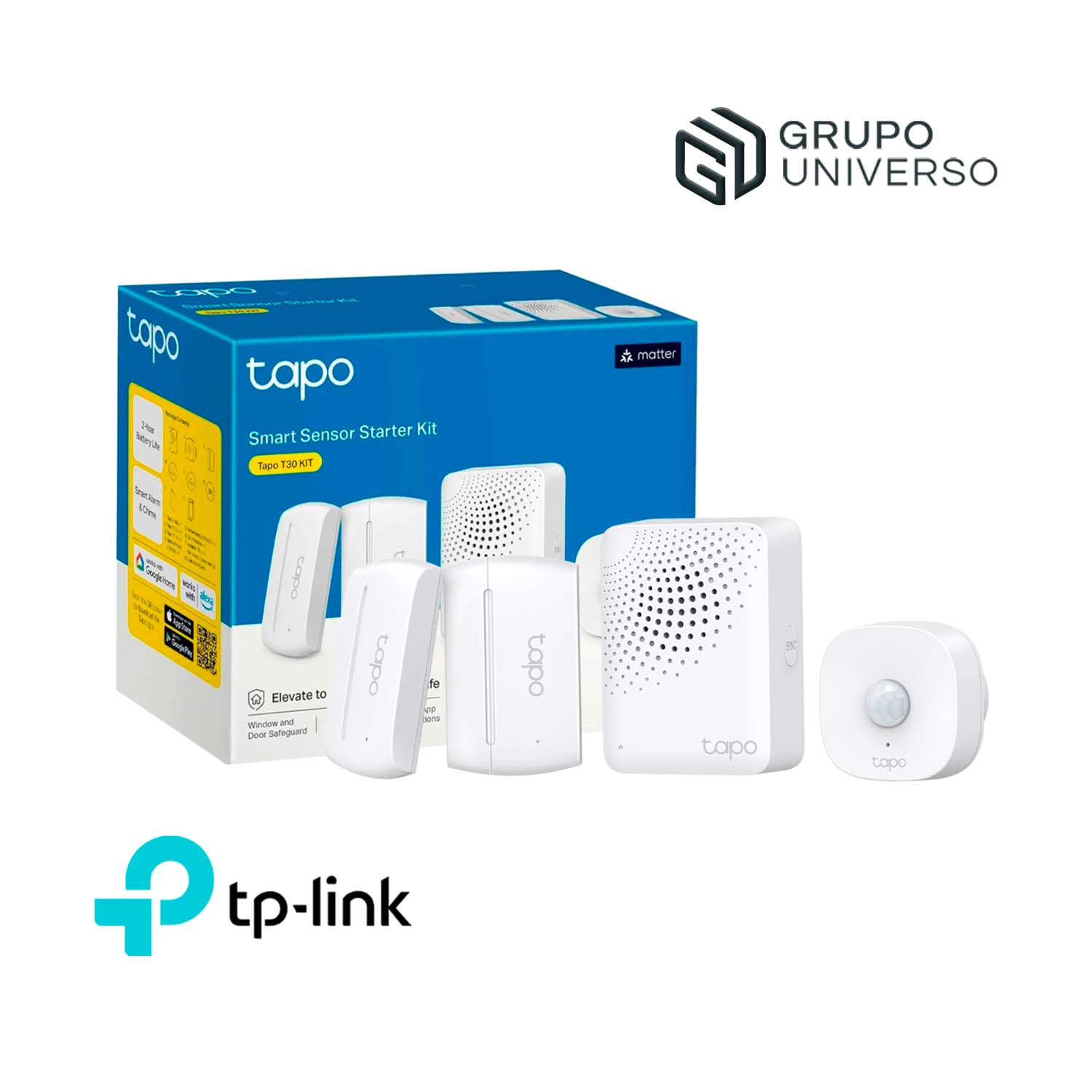 TP LINK - KIT DE SENSORES TAPO T30 KIT HUB, SENSOR MOVIMIENTO, PUERTAS Y VENTANA - 1