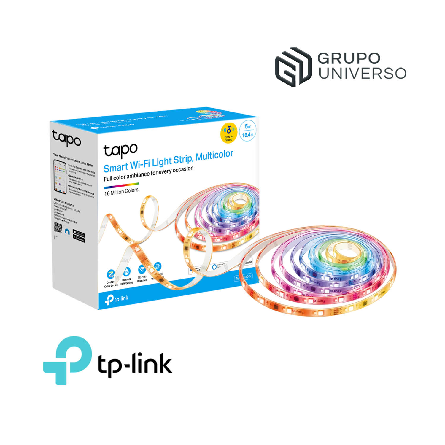 TP LINK - TIRA LUZ LED TAPO L930-5 MULTICOLOR 5M CONTROL VOZ SINCRONIZA MÚSICA - 1
