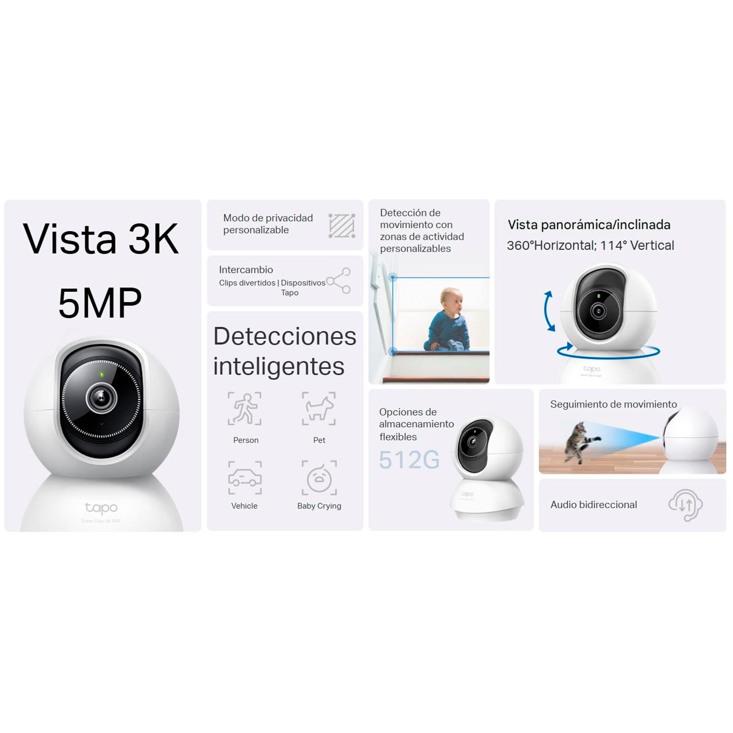 TP LINK - CÁMARA VIGILANCIA TAPO C230 3K DETECCIÓN IA AUDIO BIDIRECCIONAL 256GB - 3