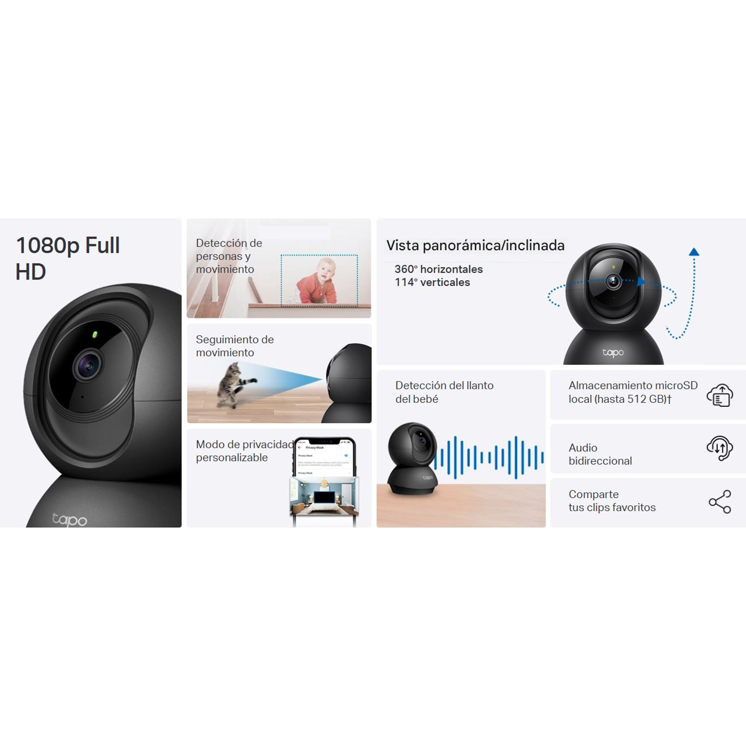 TP LINK - CÁMARA VIGILANCIA TAPO C201 2MP AUDIO BIDIRECCIONAL DETECCIÓN LLANTO - 2
