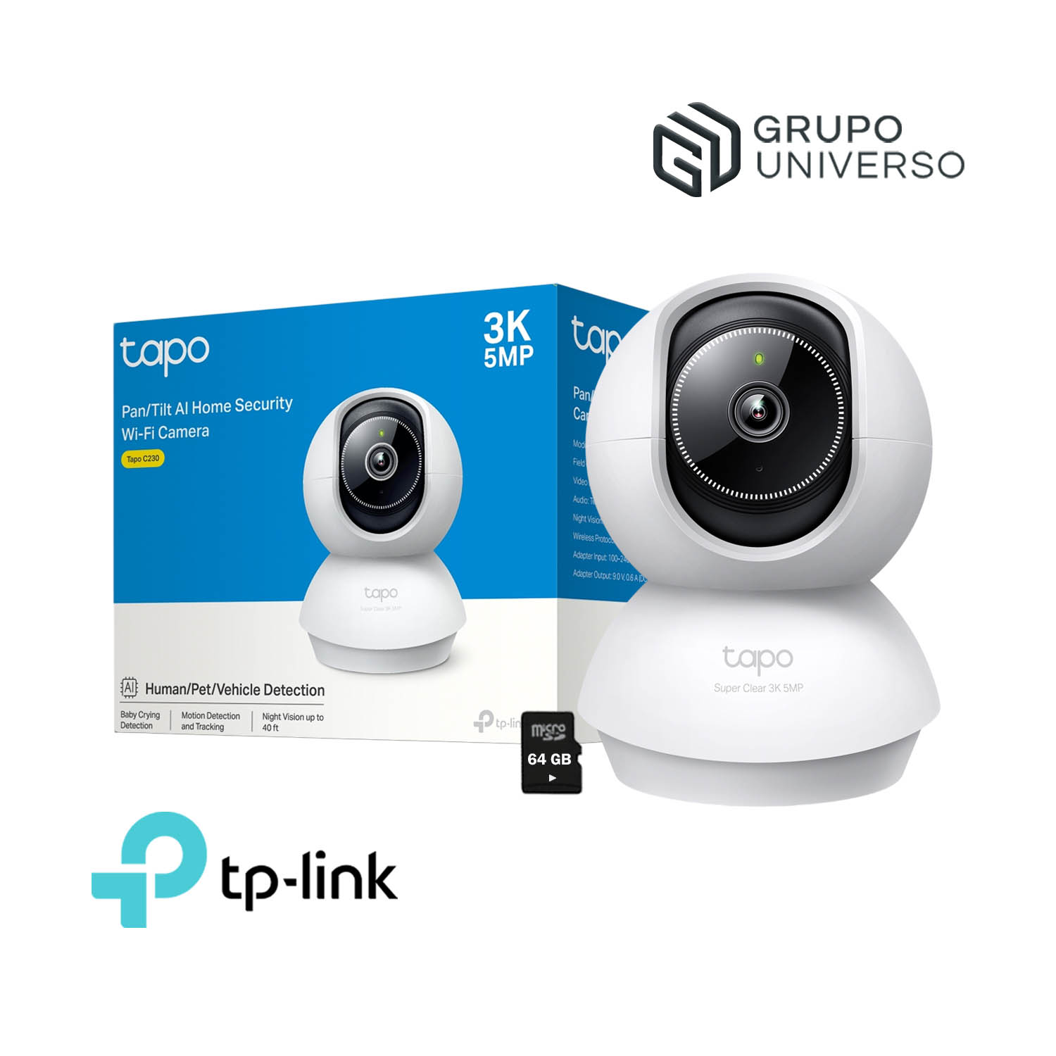 TP LINK - CÁMARA VIGILANCIA TAPO C230 3K DETECCIÓN IA AUDIO BIDIRECCIONAL 64GB - 1