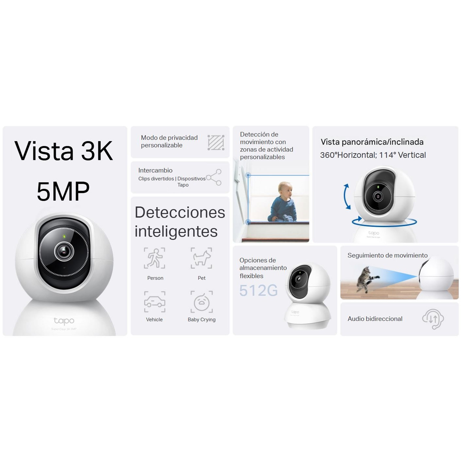 TP LINK - CÁMARA VIGILANCIA TAPO C230 3K DETECCIÓN IA AUDIO BIDIRECCIONAL 64GB - 3
