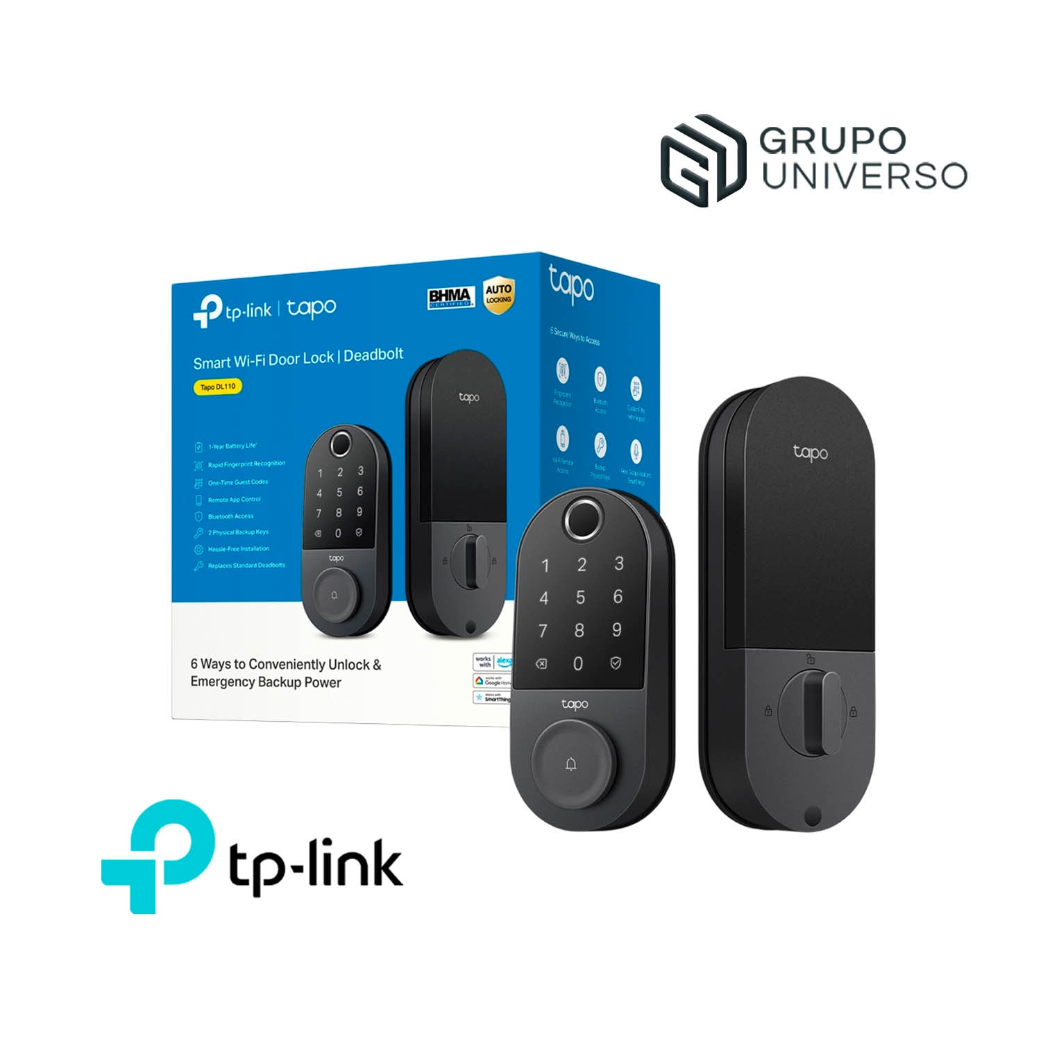 TP LINK - CERRADURA SMART TAPO DL110 TIMBRE MÚLTIPLES ACCESOS CONTROL VOZ IP65 - 1