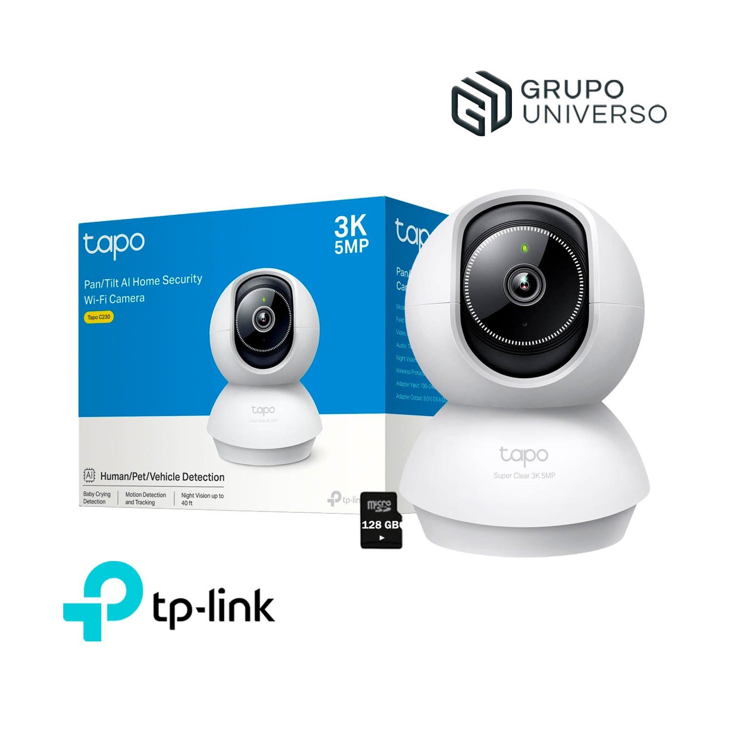 TP LINK - CÁMARA VIGILANCIA TAPO C230 3K DETECCIÓN IA AUDIO BIDIRECCIONAL 128GB - 1